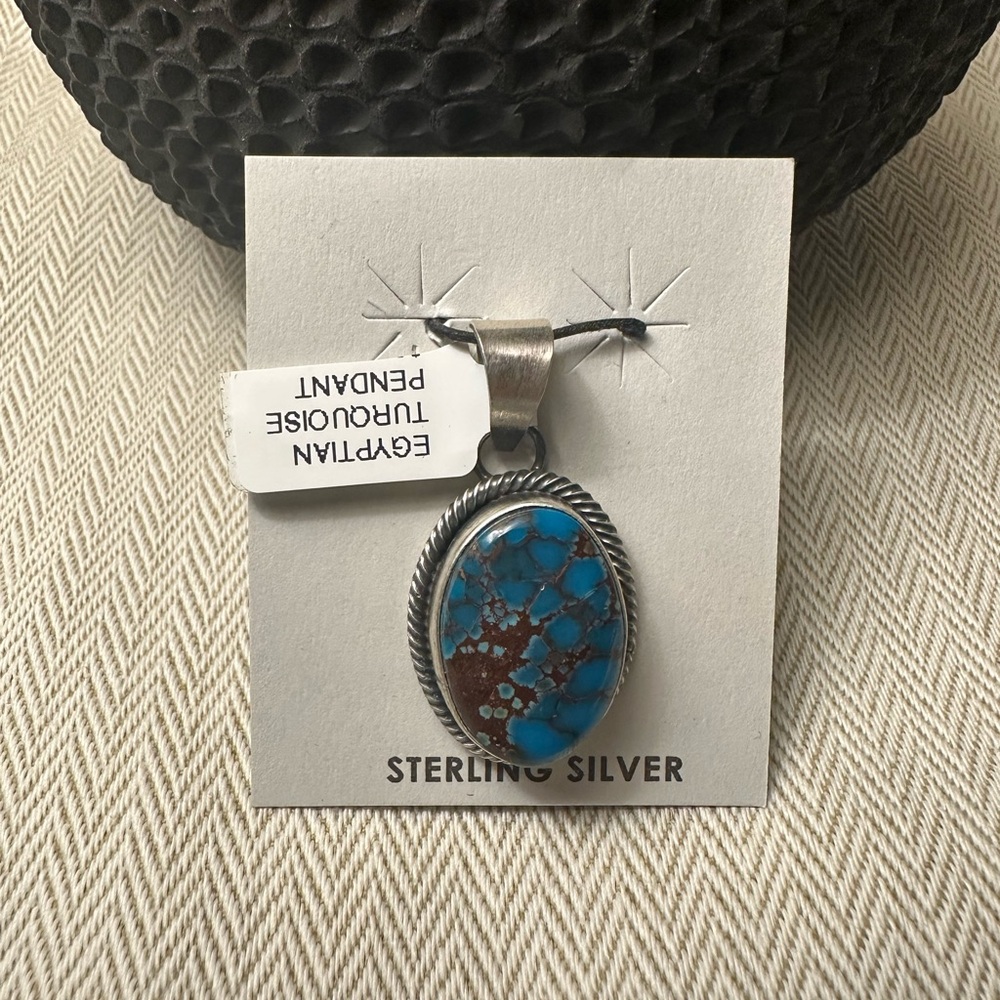 Egyptian Turquoise Eli Skeets Sterling Silver Turquoise Pendant - Picture 3 of 7